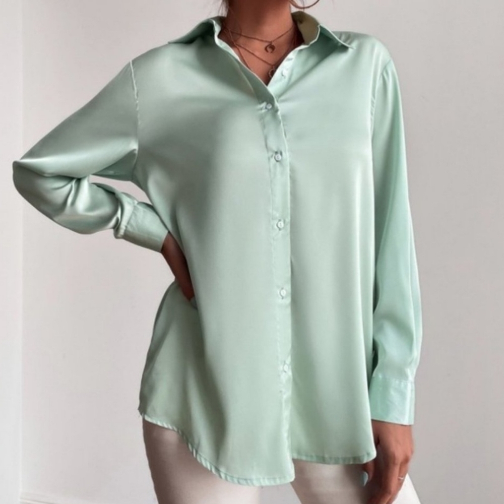 Mint Green Satin Blouse